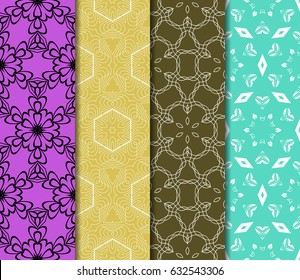 Set of seamless vector patterns. Geometric pattern of lines and shapes. Modern design for backgrounds, wallpaper, invitations.