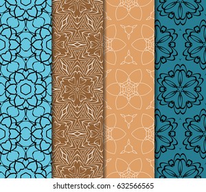 Set of seamless vector patterns. Geometric pattern of lines and shapes. Modern design for backgrounds, wallpaper, invitations.