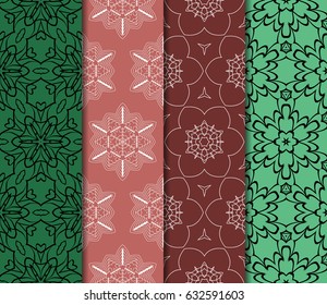 Set of seamless vector patterns. Geometric pattern of lines and shapes. Modern design for backgrounds, wallpaper, invitations.