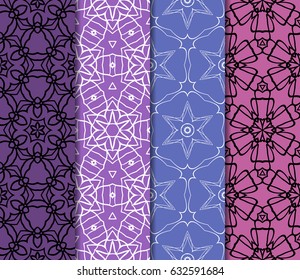 Set of seamless vector patterns. Geometric pattern of lines and shapes. Modern design for backgrounds, wallpaper, invitations.