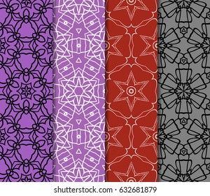 Set of seamless vector patterns. Geometric pattern of lines and shapes. Modern design for backgrounds, wallpaper, invitations.