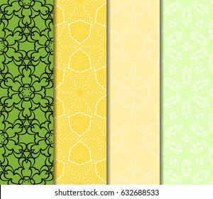 Set of seamless vector patterns. Geometric pattern of lines and shapes. Modern design for backgrounds, wallpaper, invitations.