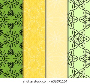 Set of seamless vector patterns. Geometric pattern of lines and shapes. Modern design for backgrounds, wallpaper, invitations.