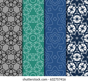 Set of seamless vector patterns. Geometric pattern of lines and shapes. Modern design for backgrounds, wallpaper, invitations.