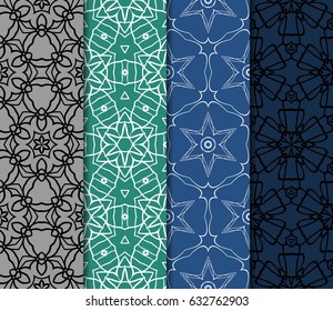 Set of seamless vector patterns. Geometric pattern of lines and shapes. Modern design for backgrounds, wallpaper, invitations.