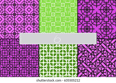 Set of seamless vector patterns. Geometric of lines and shapes. Modern design for backgrounds, wallpaper, invitations.