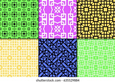 set of seamless vector patterns. Geometric pattern of lines and shapes. Modern design for backgrounds, wallpaper, invitations, wrapping