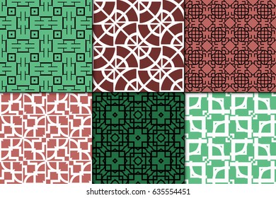 set of seamless vector patterns. Geometric pattern of lines and shapes. Modern design for backgrounds, wallpaper, invitations, wrapping