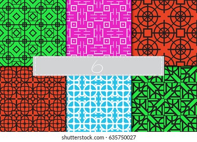 Set of seamless vector patterns. Geometric of lines and shapes. Modern design for backgrounds, wallpaper, invitations.