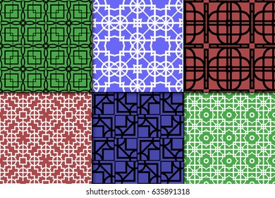 set of seamless vector patterns. Geometric pattern of lines and shapes. Modern design for backgrounds, wallpaper, invitations, wrapping