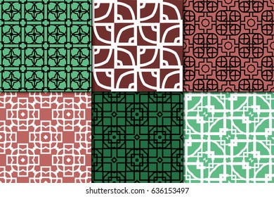 set of seamless vector patterns. Geometric pattern of lines and shapes. Modern design for backgrounds, wallpaper, invitations, wrapping