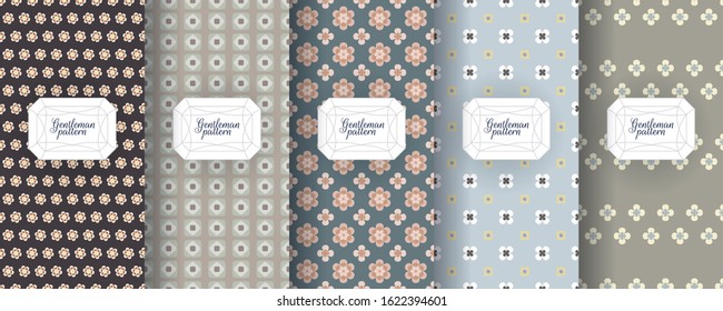 Set of seamless vector patterns for men's ties, tuxedos, t-shirts. 