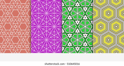 Set of seamless vector patterns. Repeating geometric lines and shapes. design for backgrounds, wallpaper, invitations. Color