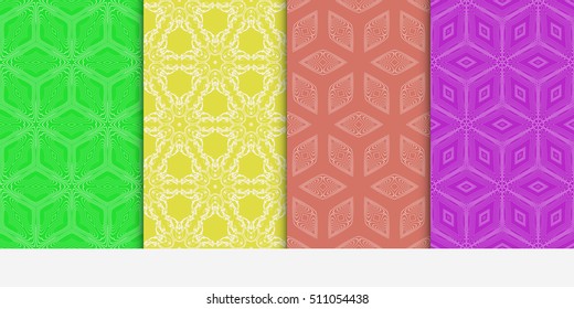 Set of seamless vector patterns. Repeating geometric lines and shapes. design for backgrounds, wallpaper, invitations. Color