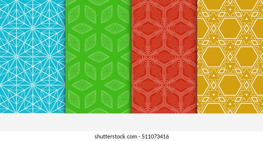 Set of seamless vector patterns. Repeating geometric lines and shapes. Modern design for backgrounds, wallpaper, invitations.