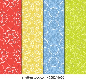 Set of seamless vector patterns. Repeating geometric lines and shapes. For design, wallpaper, background fills, card, banner, flyer. Floral ornament. color