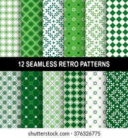 Set of seamless vector patterns, shades of green. Vector background on St. Patrick's Day.