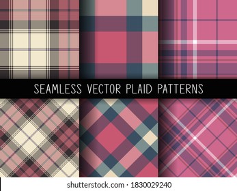 Set of seamless vector plaid patterns. Stylish tartan collection for fabric, design, textile, cover, wrapping etc.