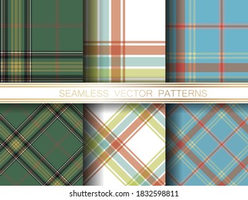 Set of seamless vector plaid patterns. Collection of tartan backgrounds. Classic patterns. For fabric, textile, wrapping, cover etc.