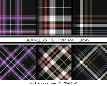 Set of seamless vector plaid patterns. Collection of tartan backgrounds. Classic patterns. For fabric, textile, wrapping, cover etc.