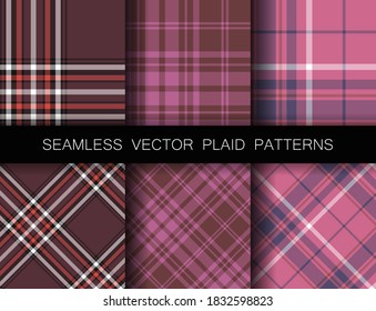 Set of seamless vector plaid patterns. Collection of tartan backgrounds. Classic patterns. For fabric, textile, wrapping, cover etc.