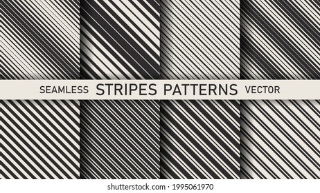 Conjunto de rayas vectoriales sin soldadura de patrones geométricos. Colección de líneas de fondo geométrico para tela, textil, envoltura, cubierta, web, etc.	