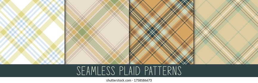Set of seamless vector tartan patterns. Plaid collection for fabric, textile, wrapping, cover etc.