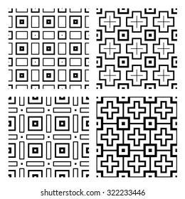 Set of seamless vector texture of lines and pieces of geometric shapes.