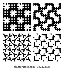 Set of seamless vector texture of lines and pieces of geometric shapes.