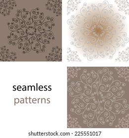 Set of seamless vintage  background with lace round the pattern of swirls