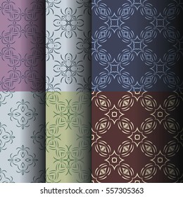 Set of seamless vintage background, retro style royal pattern. Vector illustration.