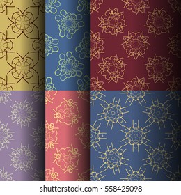 Set of seamless vintage background, retro style royal pattern. Vector illustration.