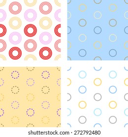 A set of seamless vintage backgrounds with colored circles