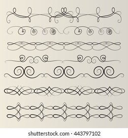 set of seamless vintage borders. calligraphy design elements