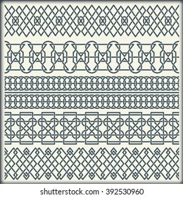 Set of seamless vintage borders in the form of celtic ornament
