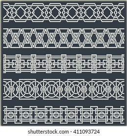 Set of seamless vintage borders in the form of celtic ornament
