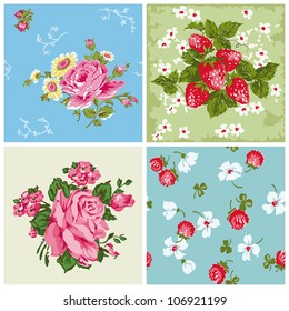 Set of Seamless Vintage Floral backgrounds - for scrapbook and design - in vector