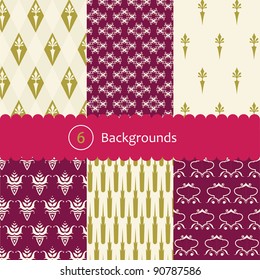 Set of seamless vintage floral pattern