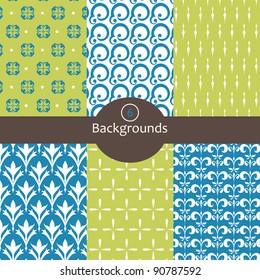 Set of seamless vintage floral pattern