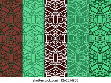 Set of Seamless Vintage Geometric Pattern. Design For Bandana Shawl, Tablecloth Fabric Print. Vector Illustration