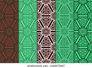 Set of Seamless Vintage Geometric Pattern. Design For Bandana Shawl, Tablecloth Fabric Print. Vector Illustration