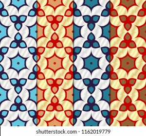 Set of Seamless vintage , retro style geometric pattern. Vector illustration. For design, wallpaper, background.