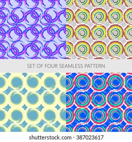 Set of seamless watercolor abstract shape pattern. Vector illustration