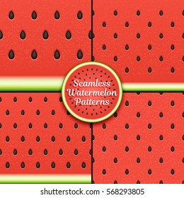 Set of seamless watermelon patterns.