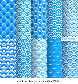 Set of seamless wave pattern in the chinese style.