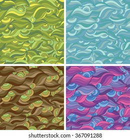 Set of Seamless Wave Patterns.  Fashion Backgrounds for a Fabric and Packing.