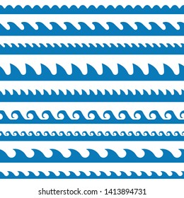 Set of seamless waves vector design illustration isolated on white background