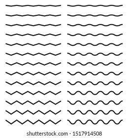 Set of seamless wavy zigzag lines on a white background