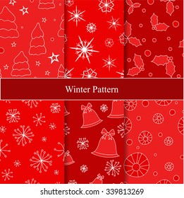 set of seamless winter background. christmas pattern
