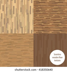 Set of seamless wooden parquet patterns, vector illustration